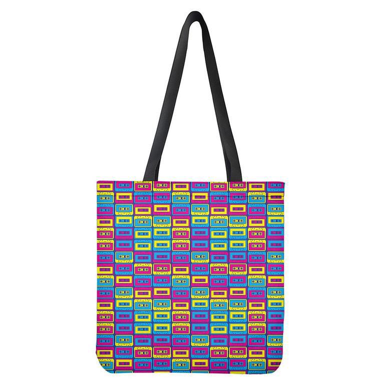 Colorful Cassette Tape Print Tote Bag