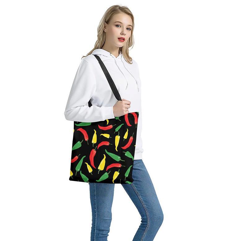 Colorful Chili Peppers Pattern Print Tote Bag