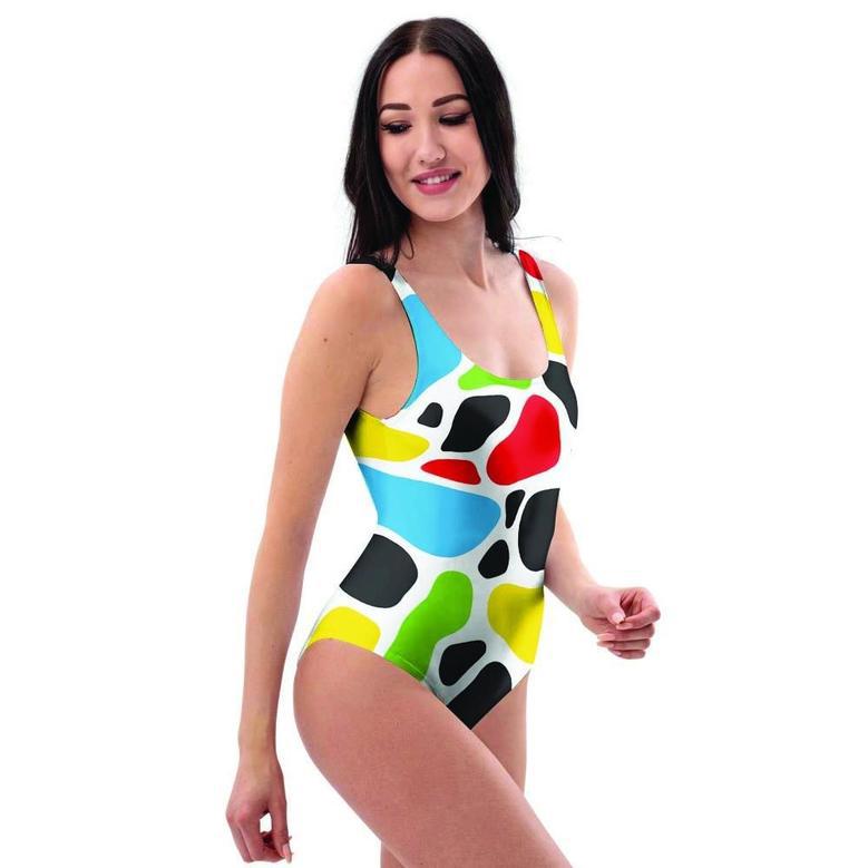 Colorful Cow Print One Piece Swimsuite