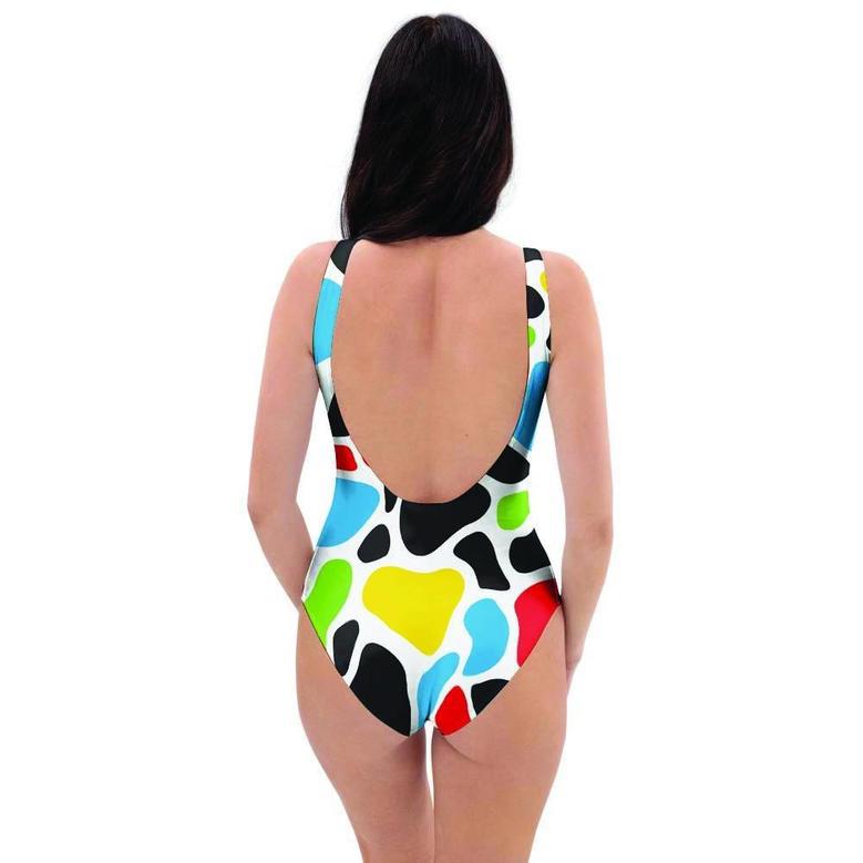 Colorful Cow Print One Piece Swimsuite