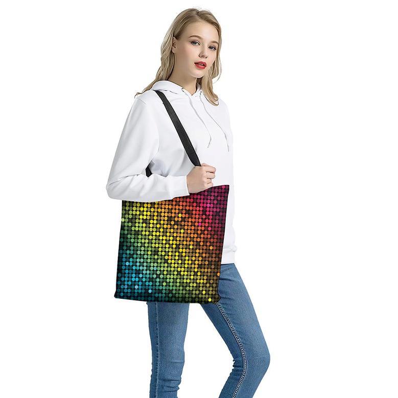 Colorful Disco Lights Pattern Print Tote Bag