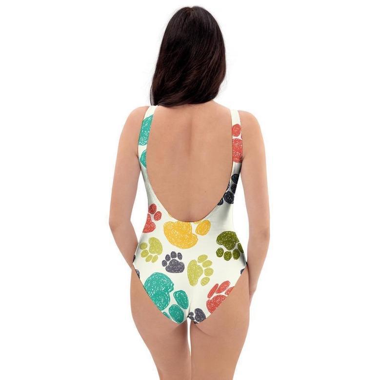 Colorful Doodle Paw One Piece Swimsuite