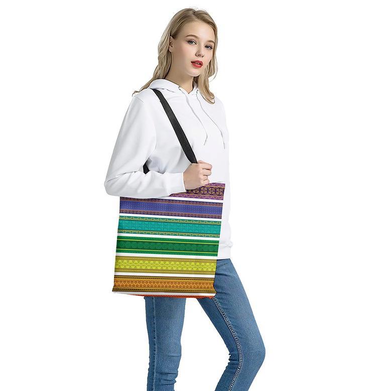 Colorful Ethnic Pattern Print Tote Bag