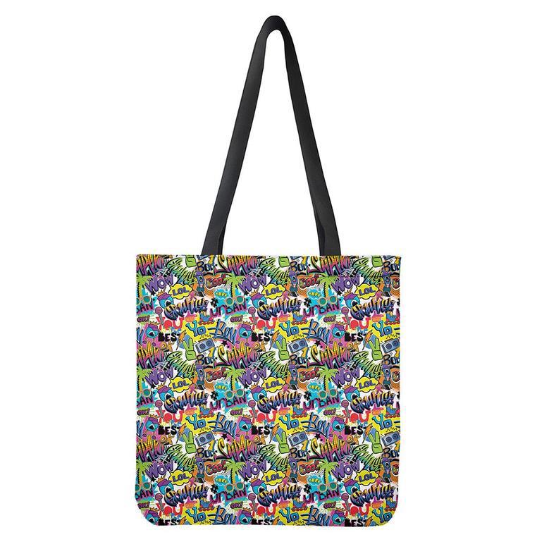 Colorful Graffiti Pattern Print Tote Bag