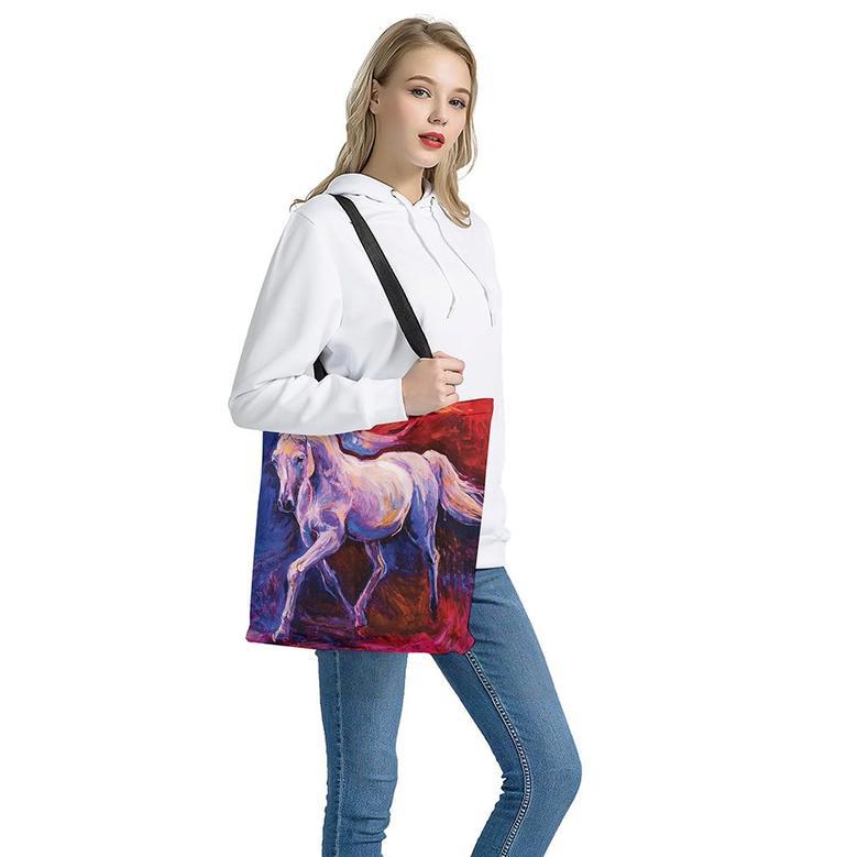 Colorful Horse Portrait Print Tote Bag