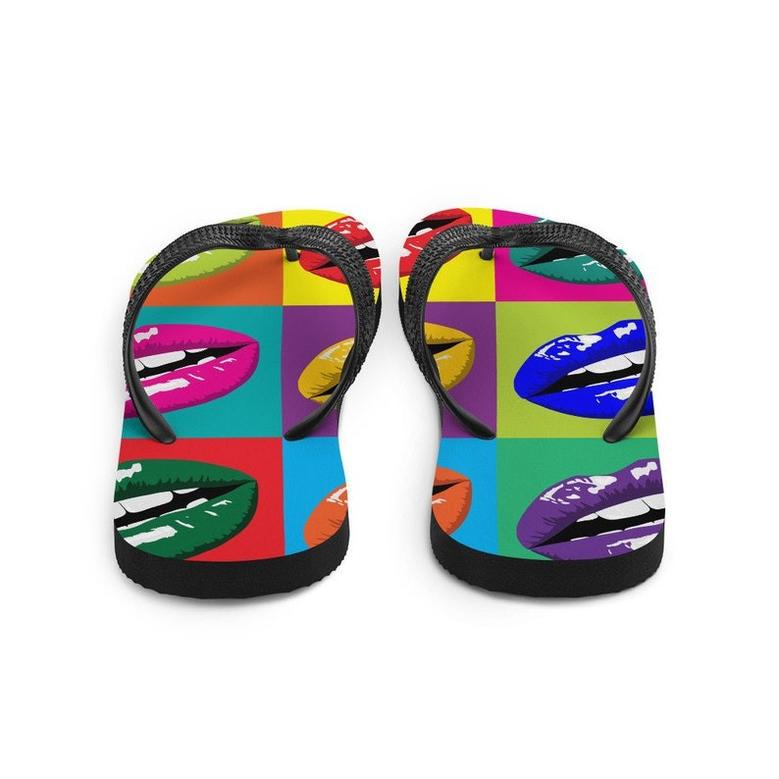 Colorful Lips Pop Art Flip Flops.