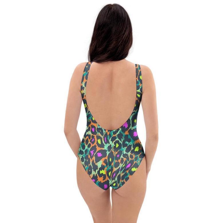 Colorful Neon Leopard One Piece Swimsuite