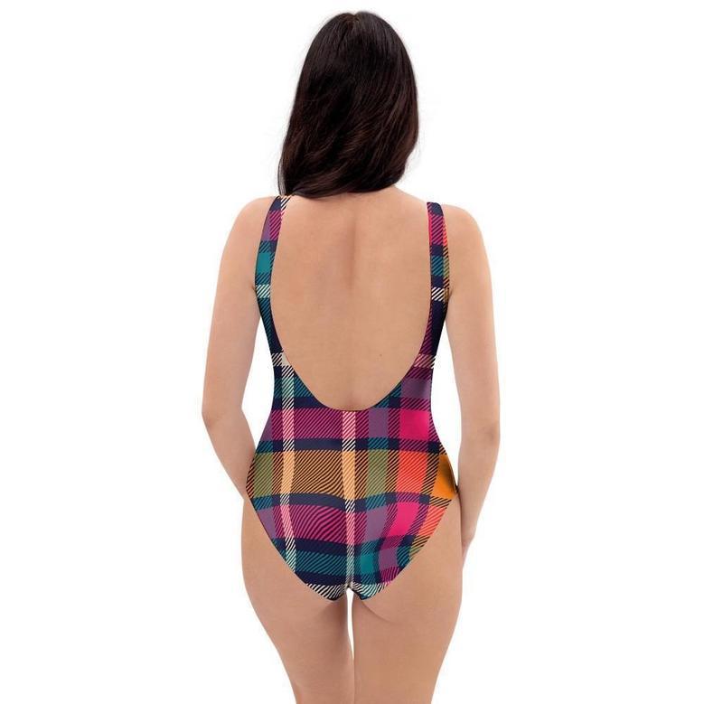 Colorful Plaid Tartan One Piece Swimsuite