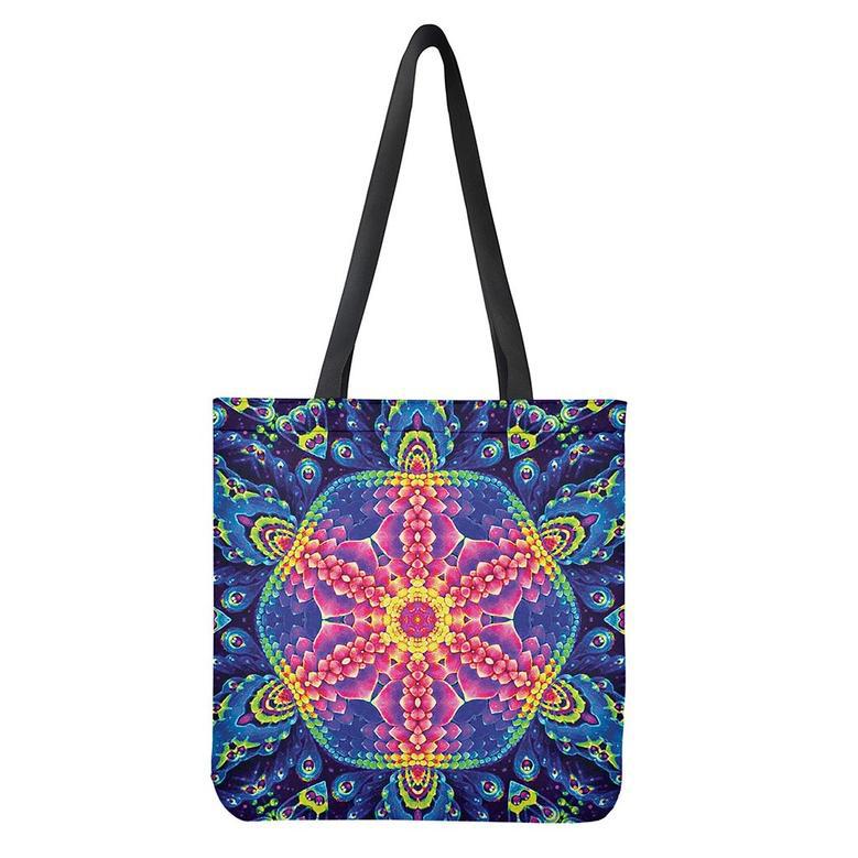 Colorful Psychedelic Kaleidoscope Print Tote Bag