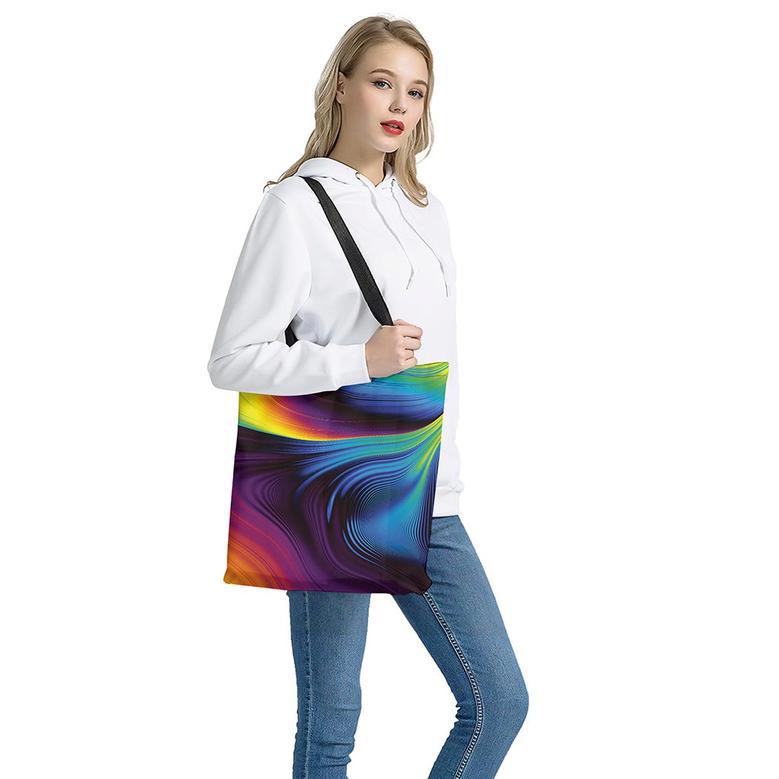 Colorful Psychedelic Print Tote Bag