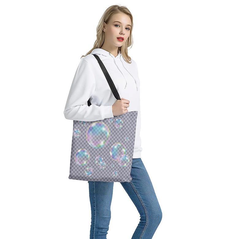 Colorful Soap Bubble Print Tote Bag