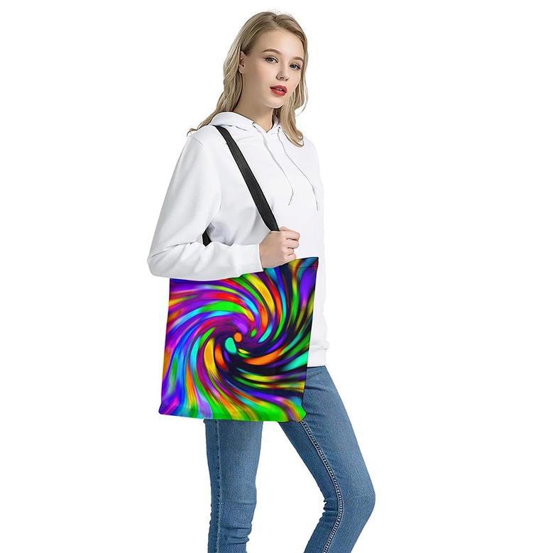 Colorful Spiral Trippy Print Tote Bag