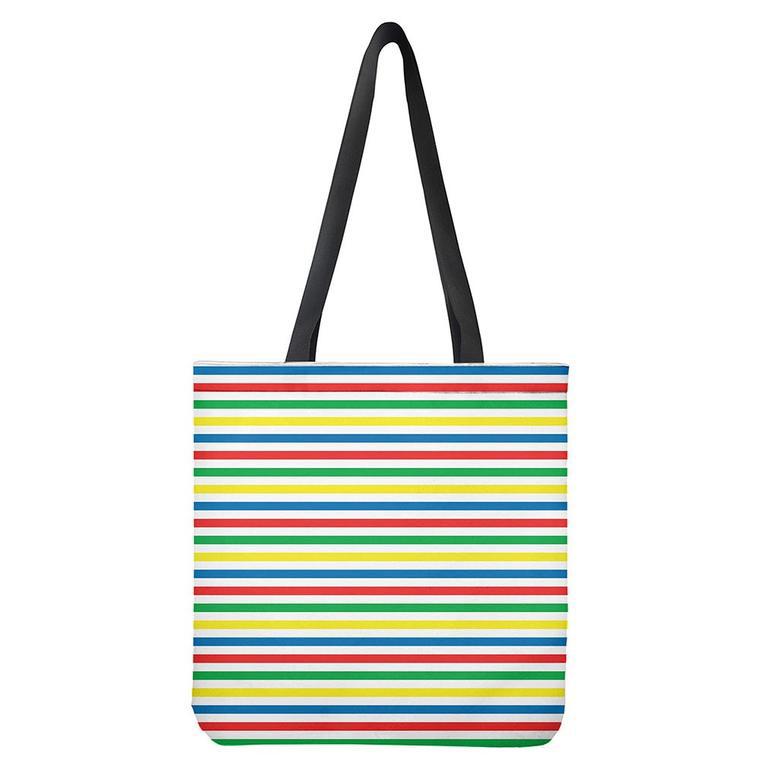 Colorful Striped Pattern Print Tote Bag