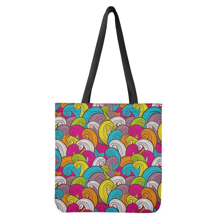 Colorful Surfing Wave Pattern Print Tote Bag