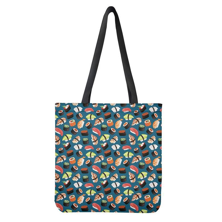 Colorful Sushi Pattern Print Tote Bag