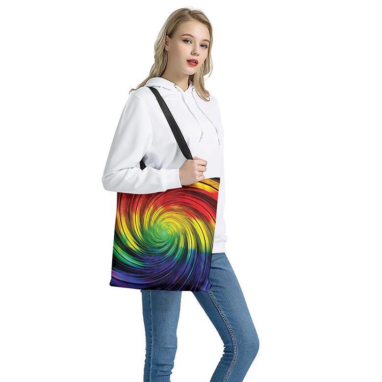 Colorful Swirl Print Tote Bag