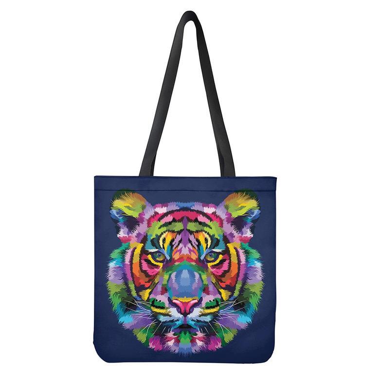 Colorful Tiger Portrait Print Tote Bag