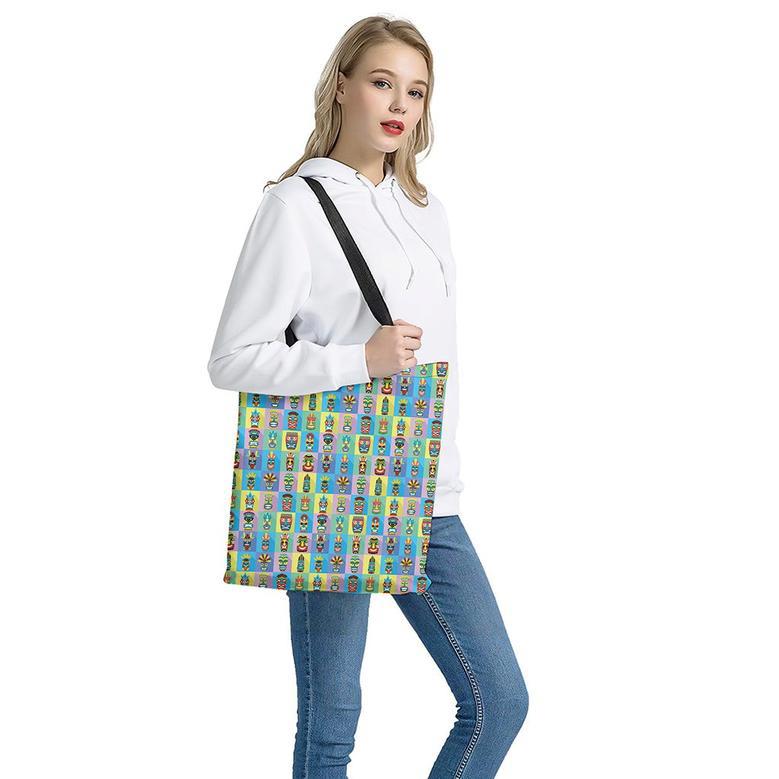 Colorful Tiki Pattern Print Tote Bag