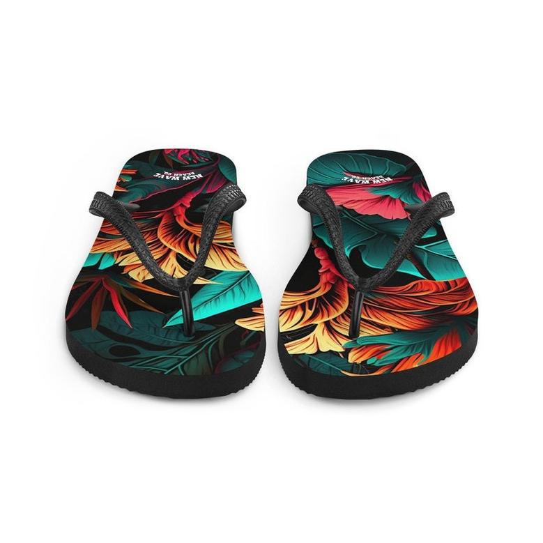 Colorful Tropical Flower Flip Flops.