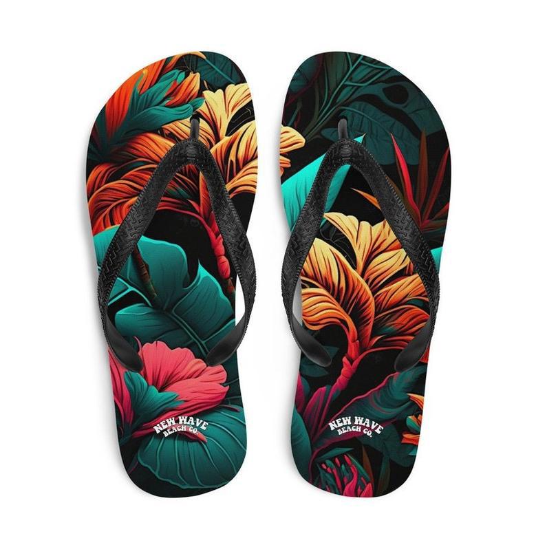 Colorful Tropical Flower Flip Flops.