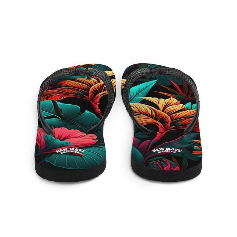 Colorful Tropical Flower Flip Flops.