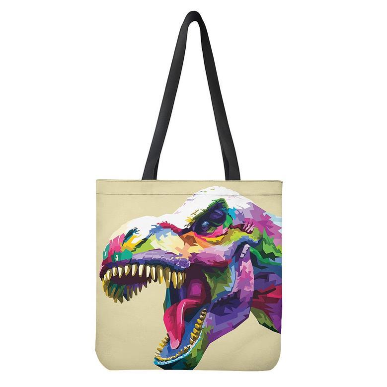 Colorful Tyrannosaurus Rex Print Tote Bag