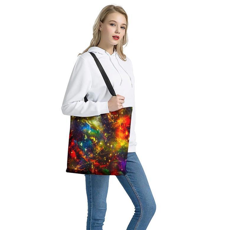 Colorful Universe Galaxy Space Print Tote Bag