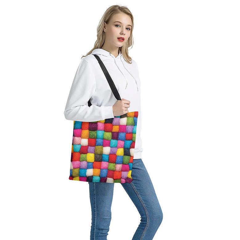 Colorful Yarn Balls Print Tote Bag