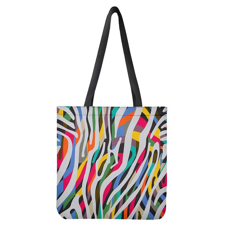 Colorful Zebra Pattern Print Tote Bag