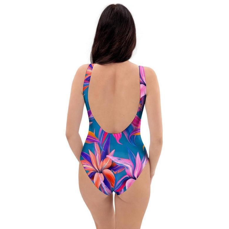 Cordyline Tropical Floral Print One Piece Swimsuite