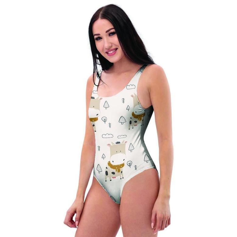 Cow Cute Print One Piece Swimsuite