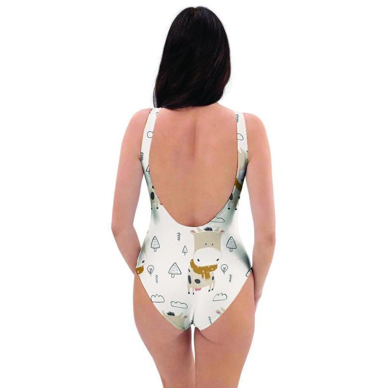 Cow Cute Print One Piece Swimsuite