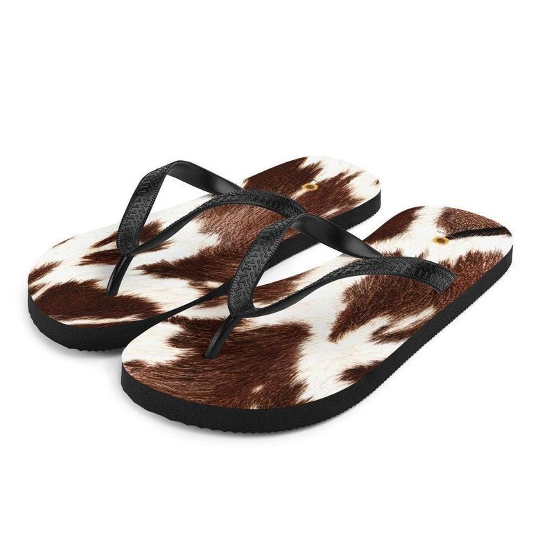 Cowhide Print Flip-Flops