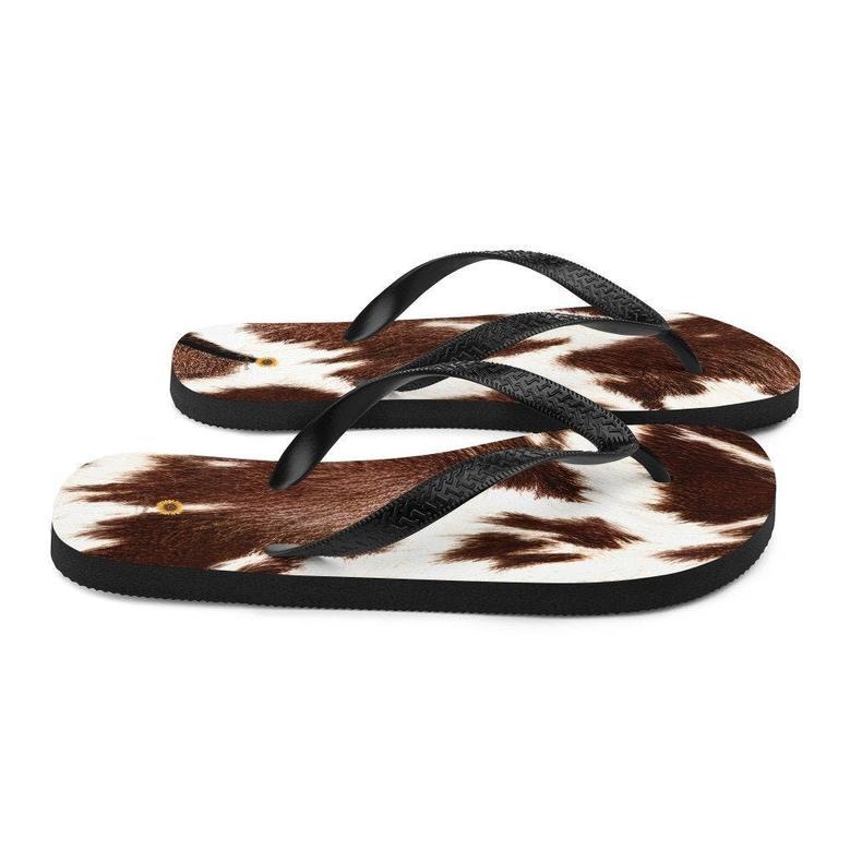 Cowhide Print Flip-Flops