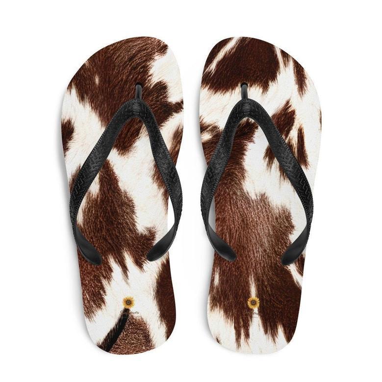 Cowhide Print Flip-Flops