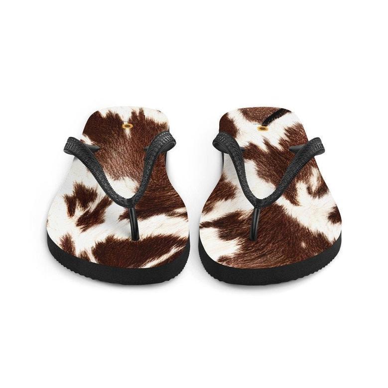 Cowhide Print Flip-Flops