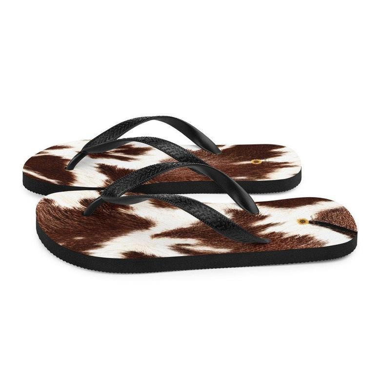 Cowhide Print Flip-Flops