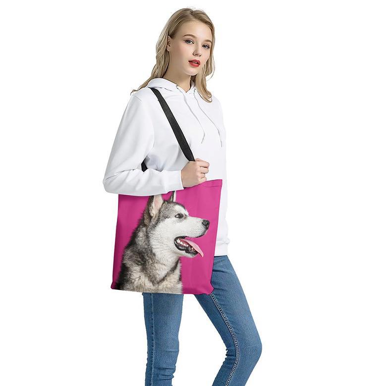 Cute Alaskan Malamute Print Tote Bag