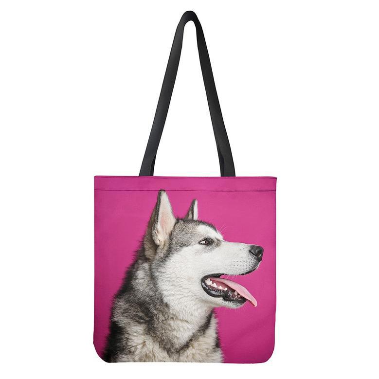 Cute Alaskan Malamute Print Tote Bag