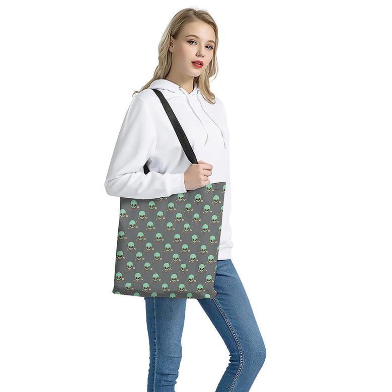 Cute Alien With Bow Tie Print Tote Bag