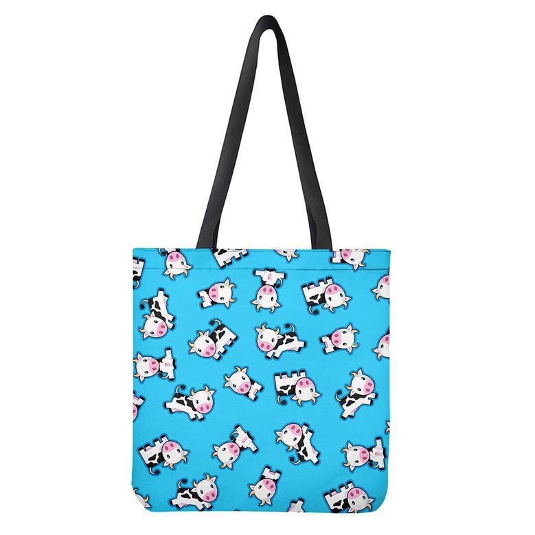 Cute Cartoon Baby Cow Pattern Print Tote Bag