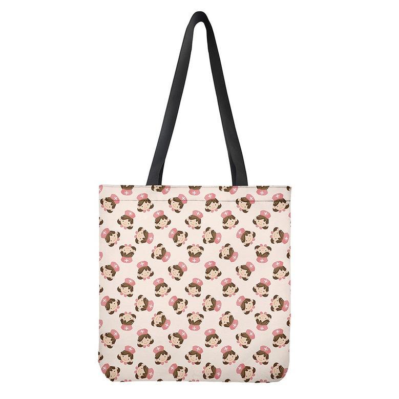 Cute Cartoon Nurse Pattern Print Tote Bag