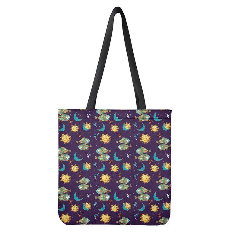 Cute Cartoon Pisces Pattern Print Tote Bag