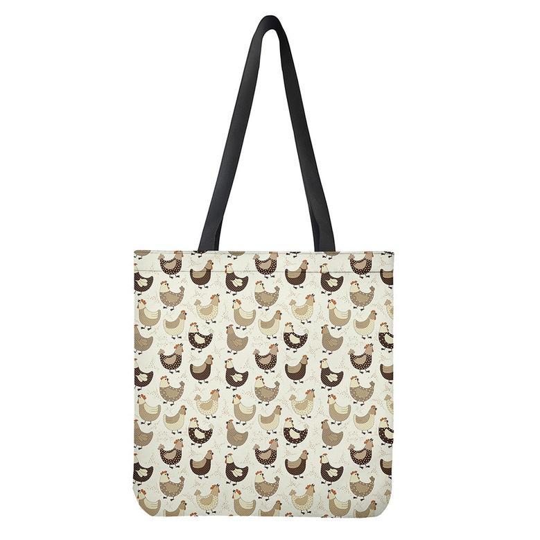 Cute Chicken Pattern Print Tote Bag