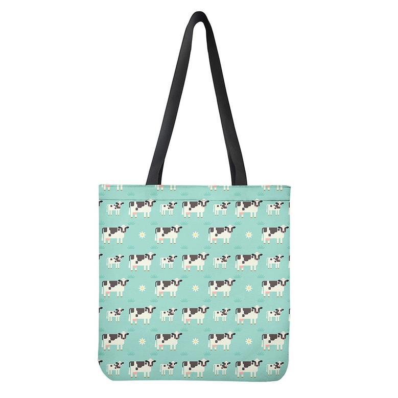 Cute Cow And Baby Cow Pattern Print Tote Bag