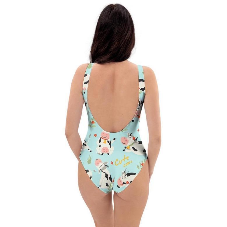 Cute Cow Print One Piece Swimsuite