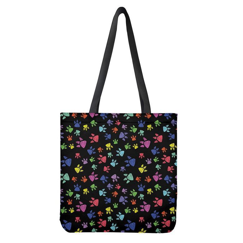 Cute Dino Footprint Pattern Print Tote Bag