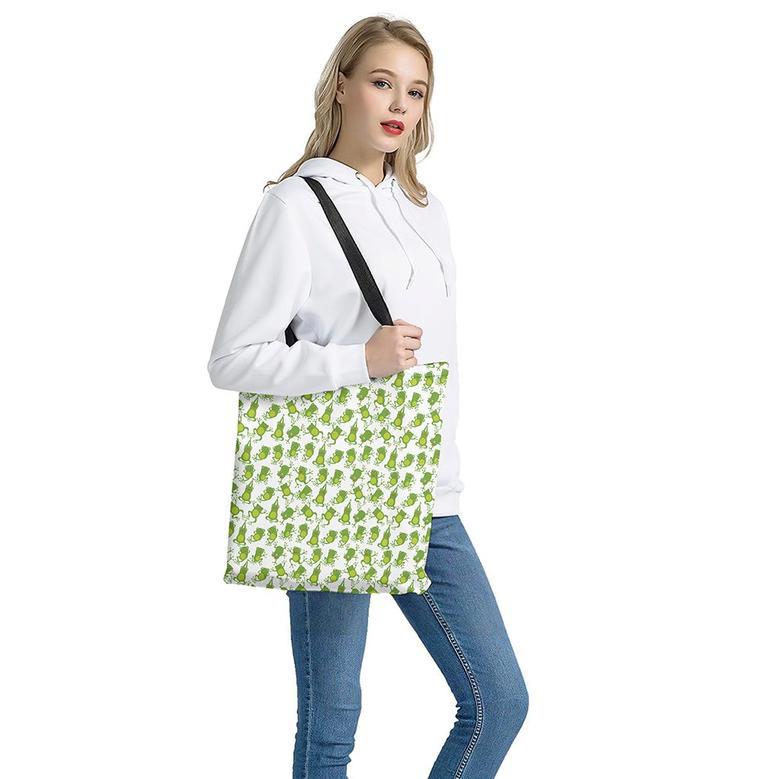 Cute Frog Pattern Print Tote Bag