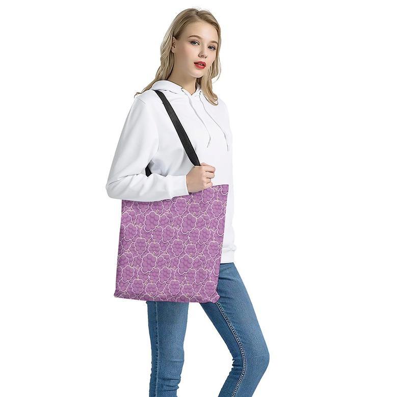 Cute Grape Pattern Print Tote Bag