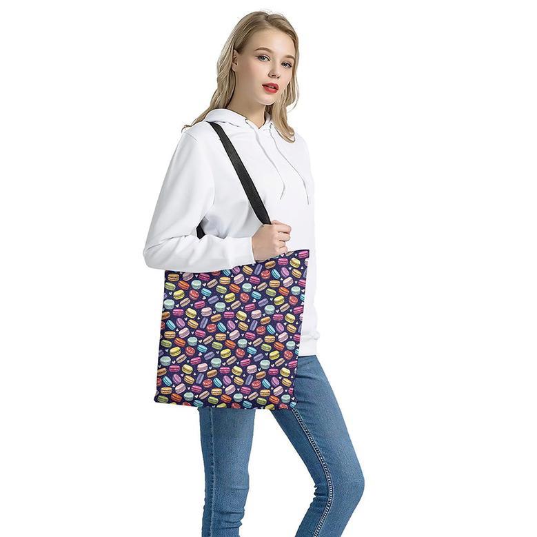 Cute Macarons Pattern Print Tote Bag